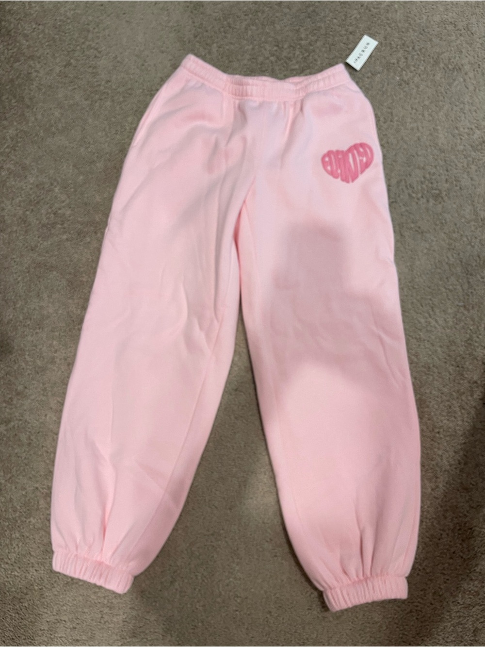 Edikted Light Pink Sweatpants with Heart Graphic